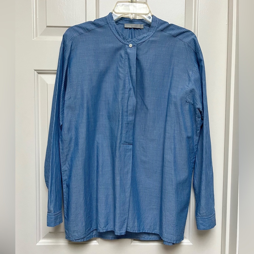 Vince blue pinstripe tunic top